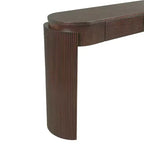 Consolle MAYEERTY con Finitura a Grana di Legno Naturale, Design Canettato, Piano Ovale e 2 Cassetti per Ingresso e Soggiorno, Espresso