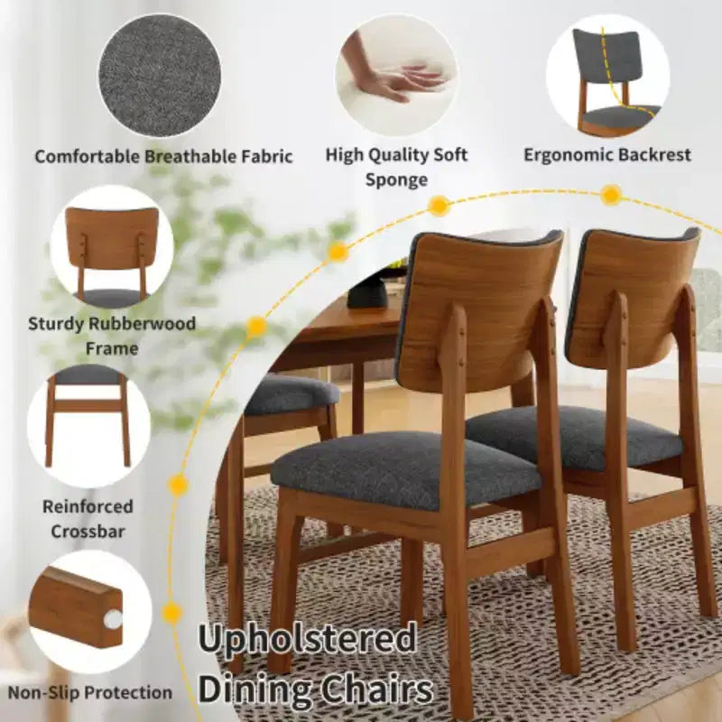 Set da pranzo rustico Merax a 6 pezzi con sedie e panca imbottite