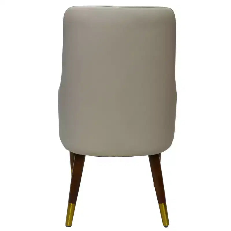LeisureMod Viva Sedia da Pranzo con Braccioli in Pelle con Gambe in Legno con Accenti Dorati per Cucine e Case Moderne