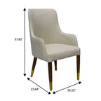 LeisureMod Viva Sedia da Pranzo con Braccioli in Pelle con Gambe in Legno con Accenti Dorati per Cucine e Case Moderne