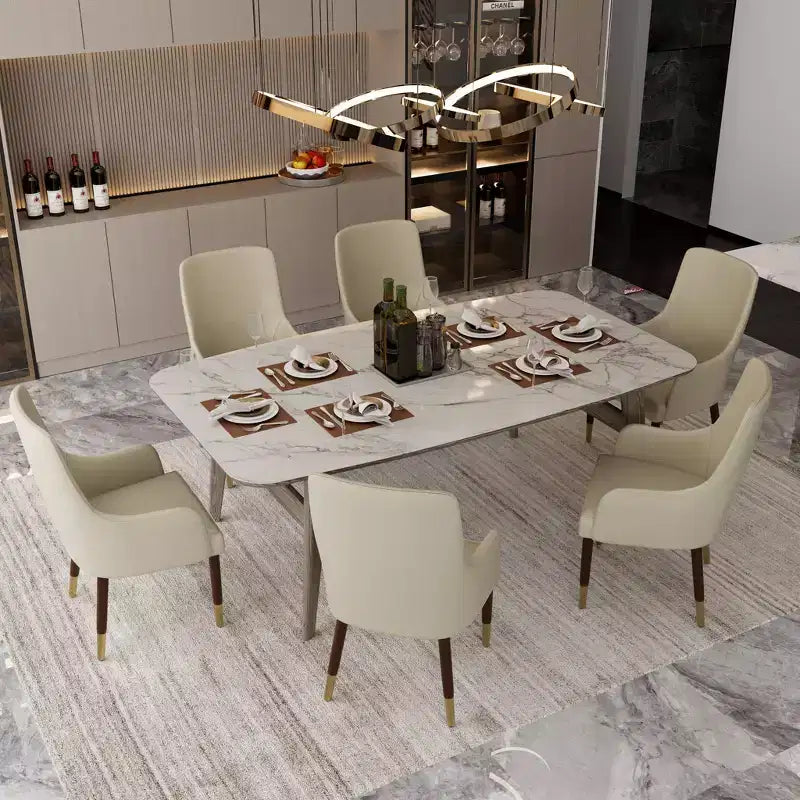 LeisureMod Viva Sedia da Pranzo con Braccioli in Pelle con Gambe in Legno con Accenti Dorati per Cucine e Case Moderne