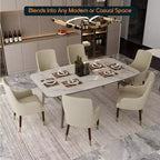 LeisureMod Viva Sedia da Pranzo con Braccioli in Pelle con Gambe in Legno con Accenti Dorati per Cucine e Case Moderne