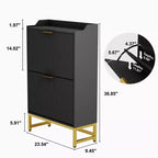 Scarpiera scanalata con 2 cassetti a ribalta - Scarpiera moderna sottile con gambe in metallo, organizer a scomparsa per ingresso, corridoio, camera da letto, appartamento