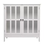 Karl Home Transparent Door Free Standing Accent Storage Cabinet For Kitchen Dining White