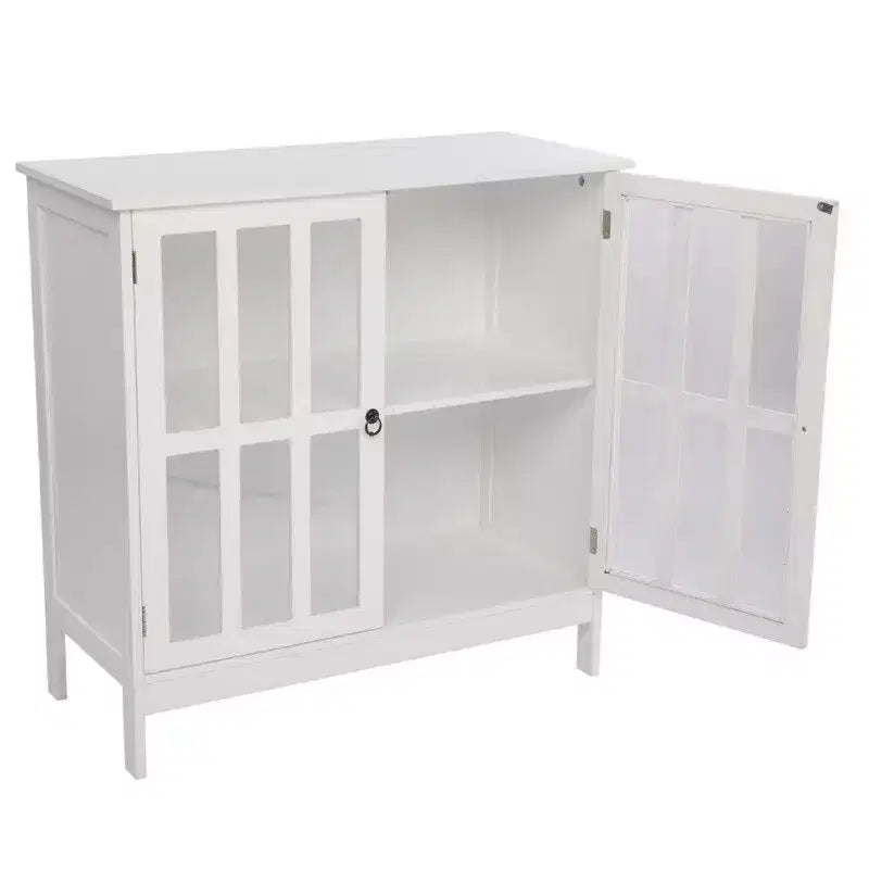 Karl Home Mobile Contenitore Autoportante con Anta Trasparente per Cucina Sala da Pranzo Bianco
