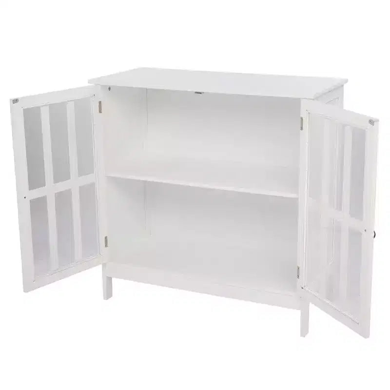 Karl Home Mobile Contenitore Autoportante con Anta Trasparente per Cucina Sala da Pranzo Bianco