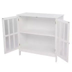 Karl Home Mobile Contenitore Autoportante con Anta Trasparente per Cucina Sala da Pranzo Bianco