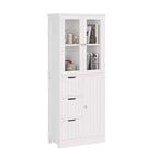Mobile bagno Karl 147 cm H, 3 ante, 3 cassetti, 4 ripiani con verticali, stile moderno