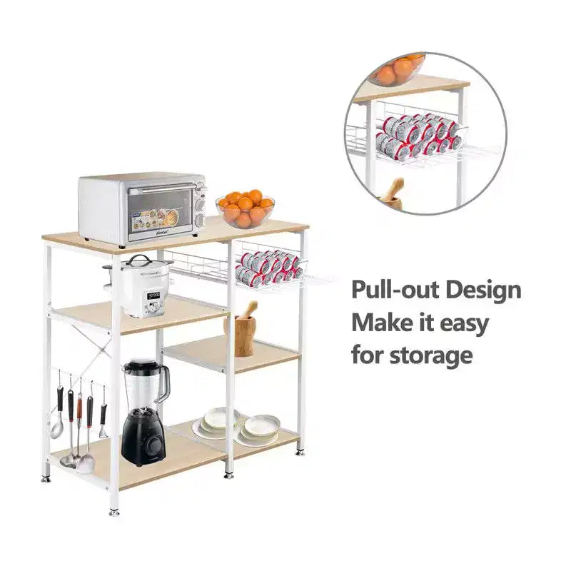 Karl Home Scaffale da Panettiere a 3 Livelli, Carrello da Cucina, Supporto per Forno a Microonde