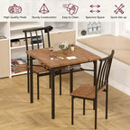 Set da 3 pezzi con tavolo da pranzo doppio, tavolo e sedie da cucina con portabottiglie per piccoli spazi