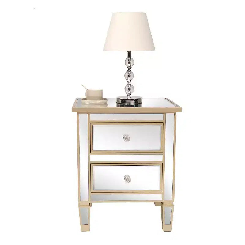 Comodini Karl Home con 2 cassetti in MDF dorato, 49,99 cm L