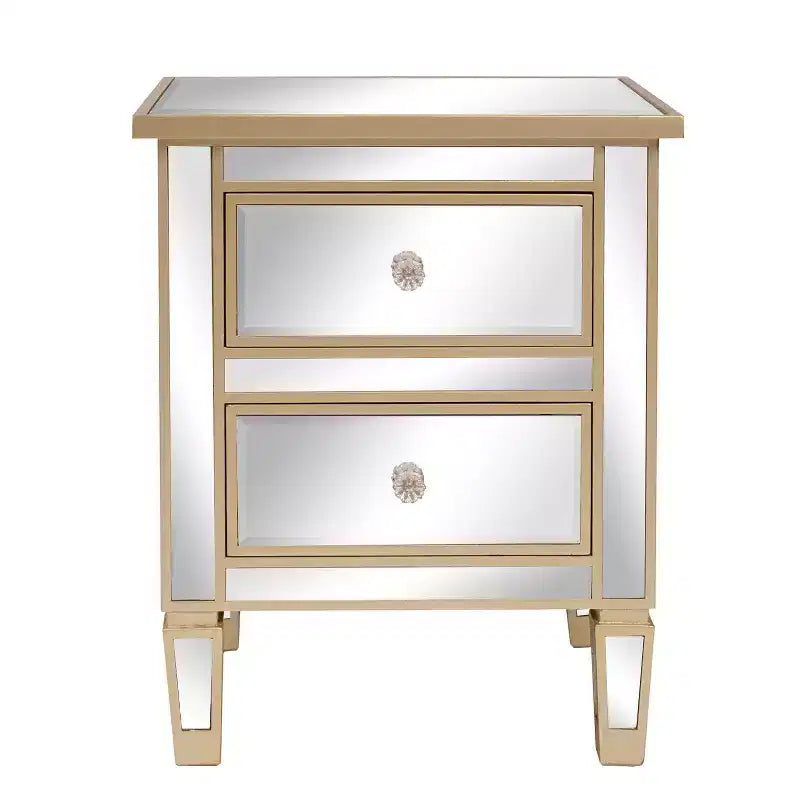 Comodini Karl Home con 2 cassetti in MDF dorato, 49,99 cm L