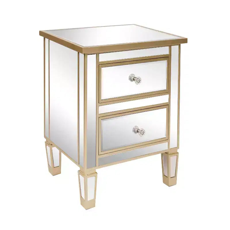 Comodini Karl Home con 2 cassetti in MDF dorato, 49,99 cm L