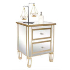 Comodini Karl Home con 2 cassetti in MDF dorato, 49,99 cm L