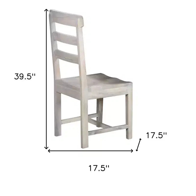 HomeRoots Set di Due Sedie da Pranzo con Schienale a Scala in Legno Bianco