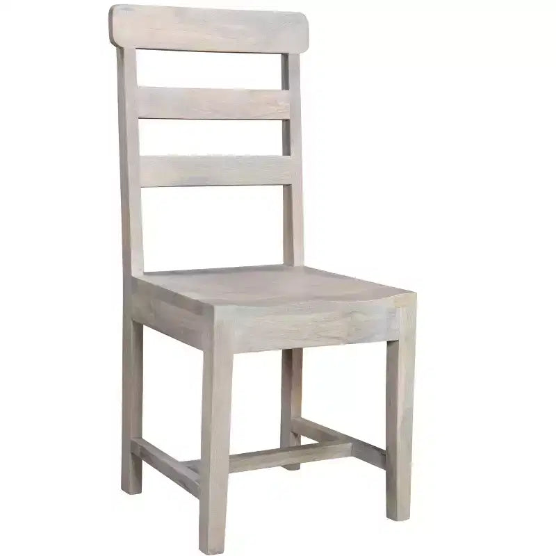 HomeRoots Set di Due Sedie da Pranzo con Schienale a Scala in Legno Bianco