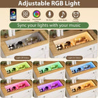 Zstar Comodino a 4 cassetti con luce notturna - Cassettiera bianca con striscia LED e piano in vetro a vista per camera da letto, soggiorno