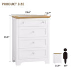 Zstar Comodino a 4 cassetti con luce notturna - Cassettiera bianca con striscia LED e piano in vetro a vista per camera da letto, soggiorno