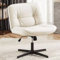 MAYEERTY Criss Cross Legged Chair, Armless Office Desk Wide Seat No Wheels, Swivel Height Adjustable Comfy