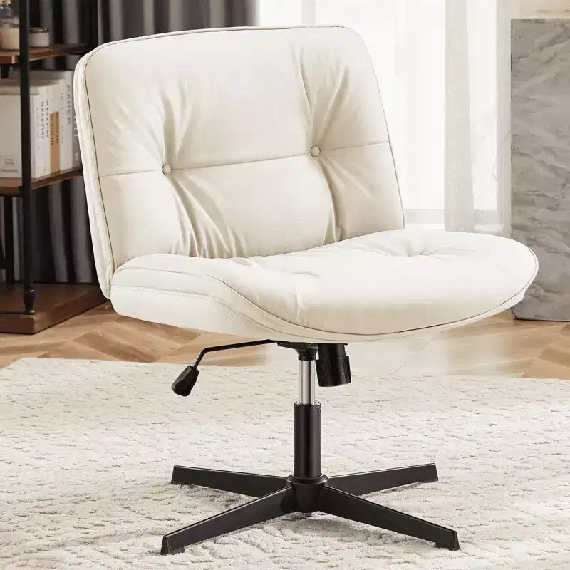 MAYEERTY Criss Cross Legged Chair, Armless Office Desk Wide Seat No Wheels, Swivel Height Adjustable Comfy