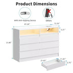 Cassettiera doppia moderna a 6 cassetti Zstar per camera da letto con presa di corrente e luce a LED