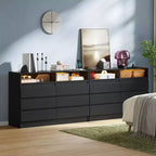 Cassettiera doppia moderna a 6 cassetti Zstar per camera da letto con presa di corrente e luce a LED