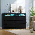 Zstar Modern 6-Drawer Double Dresser for Bedroom with Power Outlet and LED Light