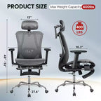 GALAXHERO Sedia da Ufficio Ergonomica in Rete, Sedia da Scrivania Reclinabile con Schienale Alto con Poggiapiedi Estraibile e Supporto Lombare Regolabile, Funzione Basculante, Nero