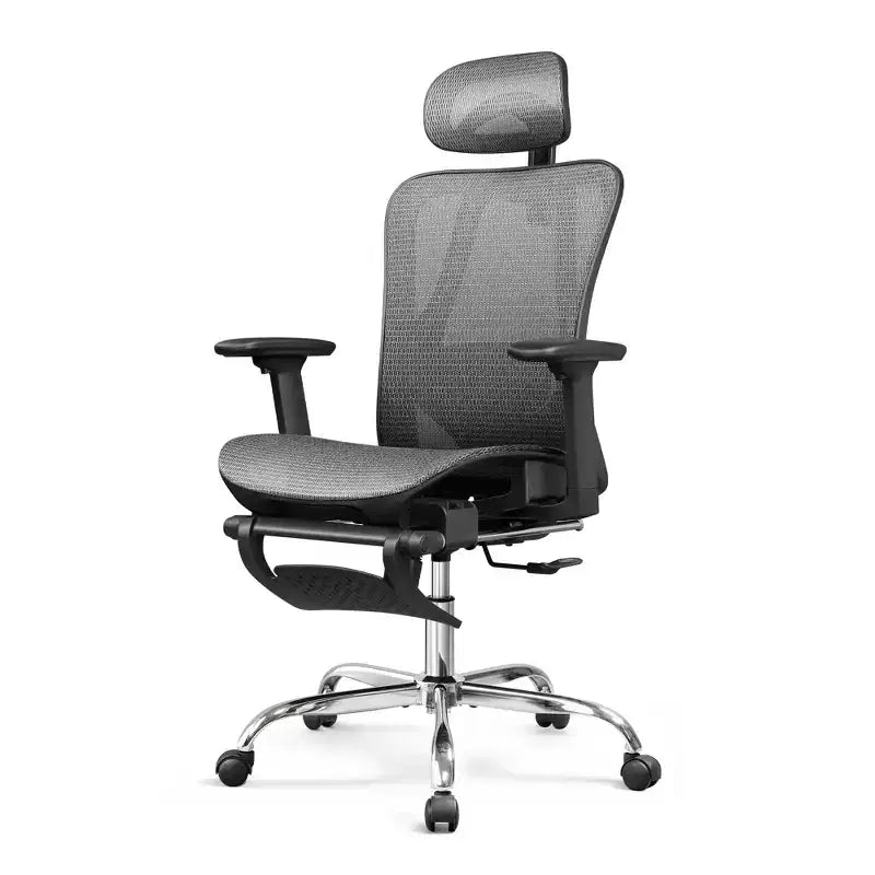 GALAXHERO Sedia da Ufficio Ergonomica in Rete, Sedia da Scrivania Reclinabile con Schienale Alto con Poggiapiedi Estraibile e Supporto Lombare Regolabile, Funzione Basculante, Nero