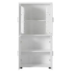 Mobiletto da bagno alto e largo, mobiletto a 4 ante con ripiani regolabili, bianco - ModernLuxe