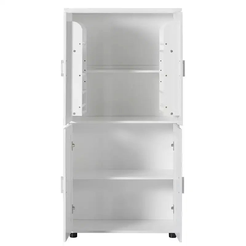 Mobiletto da bagno alto e largo, mobiletto a 4 ante con ripiani regolabili, bianco - ModernLuxe