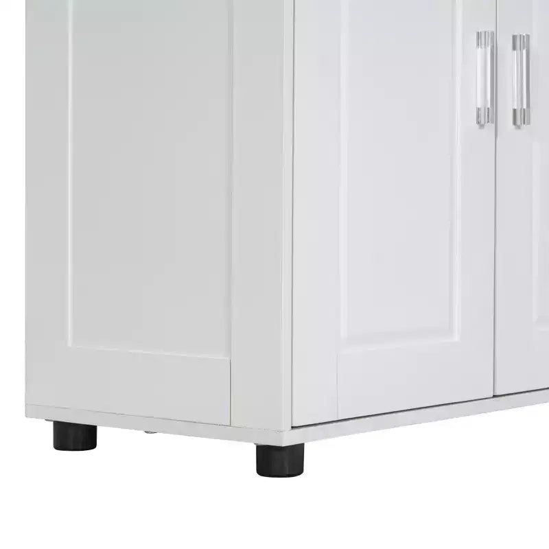 Mobiletto da bagno alto e largo, mobiletto a 4 ante con ripiani regolabili, bianco - ModernLuxe