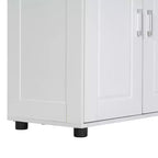Mobiletto da bagno alto e largo, mobiletto a 4 ante con ripiani regolabili, bianco - ModernLuxe
