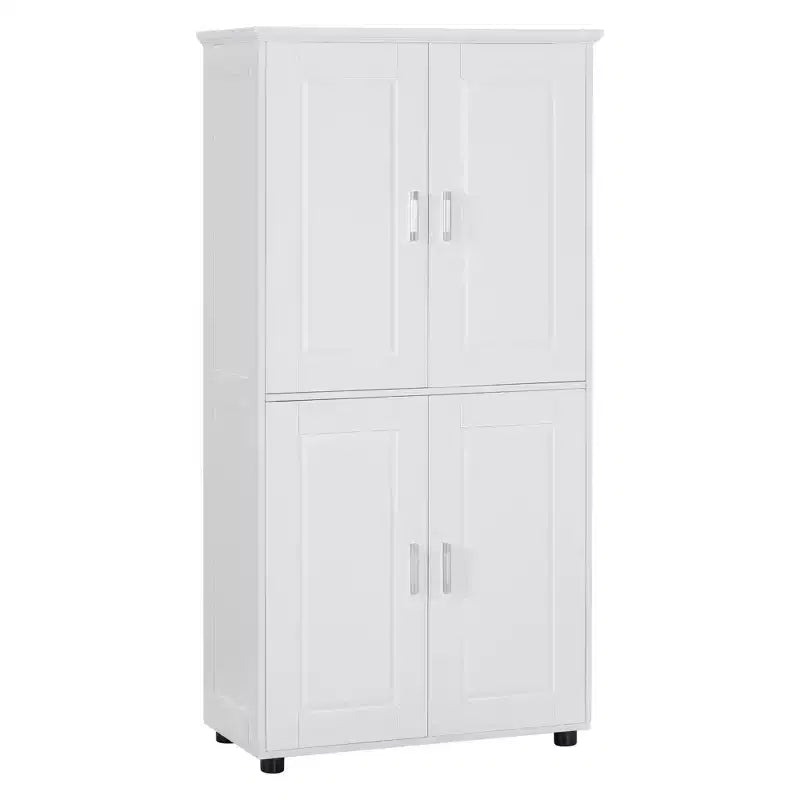 Mobiletto da bagno alto e largo, mobiletto a 4 ante con ripiani regolabili, bianco - ModernLuxe