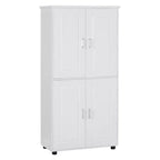 Mobiletto da bagno alto e largo, mobiletto a 4 ante con ripiani regolabili, bianco - ModernLuxe