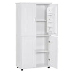 Mobiletto da bagno alto e largo, mobiletto a 4 ante con ripiani regolabili, bianco - ModernLuxe