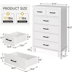 Cassettiera moderna Zstar a 6 cassetti, comò alto 45" in legno grigio con ampi cassetti portaoggetti per camera da letto, armadio e ingresso