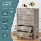 Cassettiera moderna Zstar a 6 cassetti, comò alto 45" in legno grigio con ampi cassetti portaoggetti per camera da letto, armadio e ingresso
