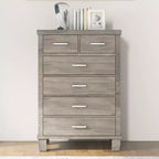 Zstar Modern 6-Drawer Dresser,45 Tall Grey Wooden Chest with Large Storage Drawers for Bedroom, Closet & Entryway