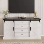 GustoWave 4 Drawer Dresser for Bedroom, 59 Farmhouse Wood Dressers with Sliding Barn Doors & Large Drawers