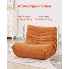 Poltrona sacco VEVOR, poltrona sacco a L con morbidi braccioli e tasca portaoggetti, riempita in memory foam 25D con morbida fodera in velluto Teddy, marrone