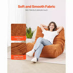 Poltrona sacco VEVOR, poltrona sacco a L con morbidi braccioli e tasca portaoggetti, riempita in memory foam 25D con morbida fodera in velluto Teddy, marrone