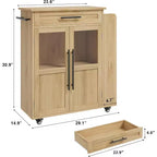 Isola per Cucina con Ruote, Carrello da Cucina con Portaspezie e Cassetto, Carrello da Cucina Mobile con Ruote, per Casa, Sala da Pranzo, Rovere Naturale