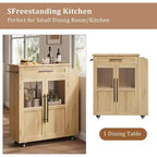 Isola per Cucina con Ruote, Carrello da Cucina con Portaspezie e Cassetto, Carrello da Cucina Mobile con Ruote, per Casa, Sala da Pranzo, Rovere Naturale