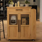 Isola per Cucina con Ruote, Carrello da Cucina con Portaspezie e Cassetto, Carrello da Cucina Mobile con Ruote, per Casa, Sala da Pranzo, Rovere Naturale