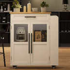 Isola per Cucina con Ruote, Carrello da Cucina con Portaspezie e Cassetto, Carrello da Cucina Mobile con Ruote, per Casa, Sala da Pranzo, Rovere Naturale
