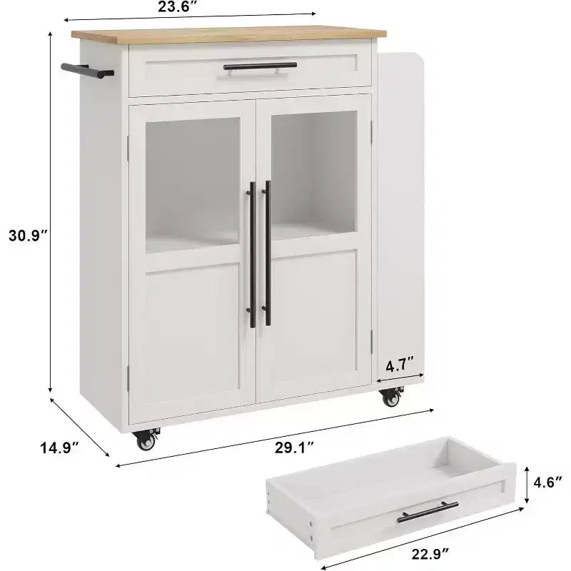 Isola per Cucina con Ruote, Carrello da Cucina con Portaspezie e Cassetto, Carrello da Cucina Mobile con Ruote, per Casa, Sala da Pranzo, Rovere Naturale