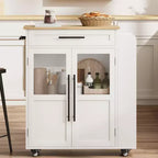 Isola per Cucina con Ruote, Carrello da Cucina con Portaspezie e Cassetto, Carrello da Cucina Mobile con Ruote, per Casa, Sala da Pranzo, Rovere Naturale