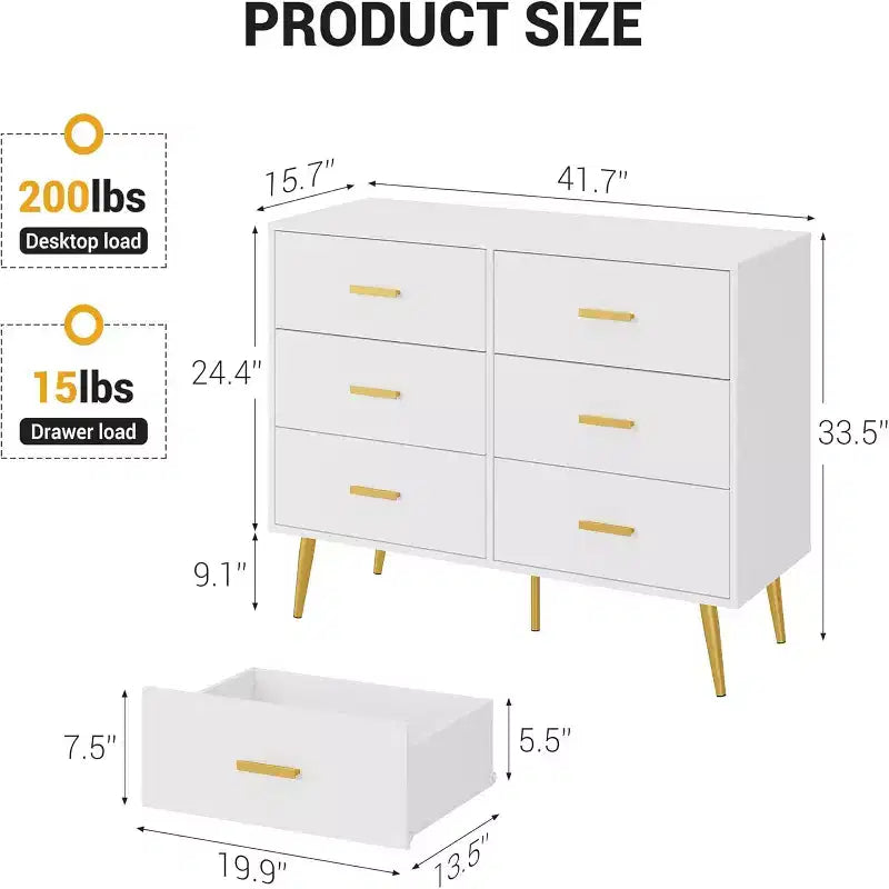 Zstar Camera da letto, toeletta in legno, cassettiera con maniglie in metallo
