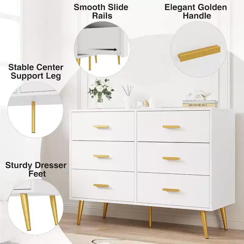 Zstar Camera da letto, toeletta in legno, cassettiera con maniglie in metallo